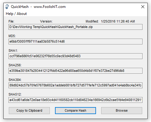 QuickHash 3.3.2 free downloads